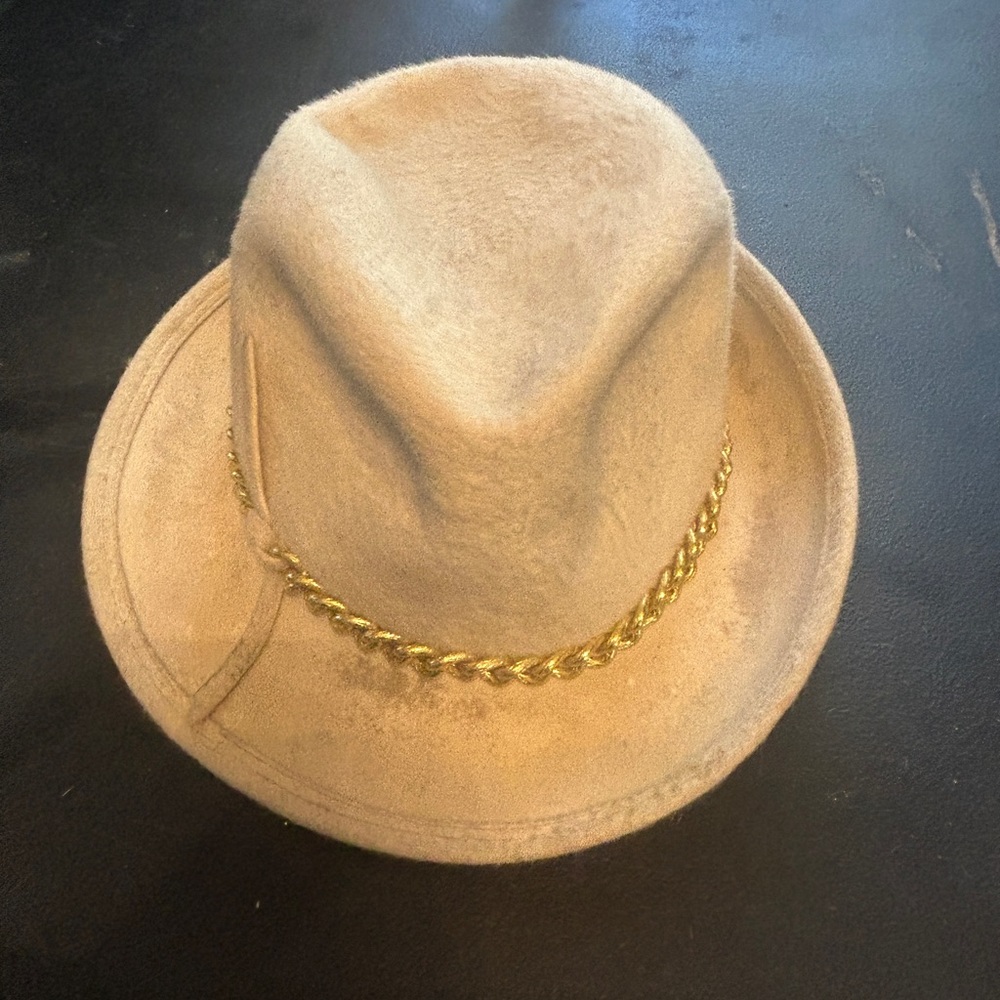 Women's vtg Frederick & Nelson Seattle Felt Fedora sun church casual Beige Gold